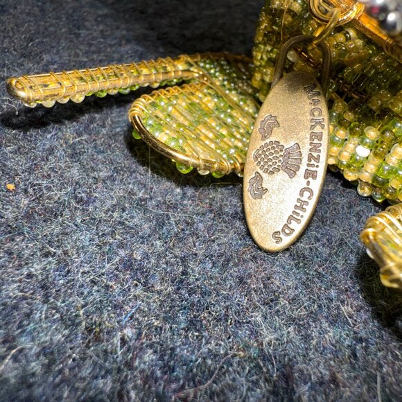 MacKENZIE CHILDS COURTLY CHECK HANDCRAFTED FROG NAPKIN RINGS NWT Beaded & Gold - Picture 14 of 14